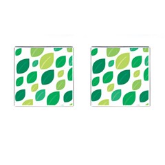 Leaves Green Modern Pattern Naive Retro Leaf Organic Cufflinks (square) by genx