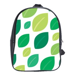 Leaves Green Modern Pattern Naive Retro Leaf Organic School Bag (large) by genx