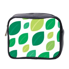 Leaves Green Modern Pattern Naive Retro Leaf Organic Mini Toiletries Bag (two Sides) by genx