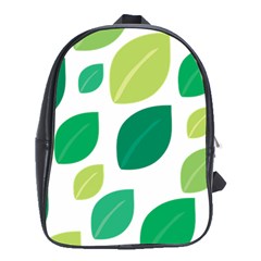 Leaves Green Modern Pattern Naive Retro Leaf Organic School Bag (xl) by genx