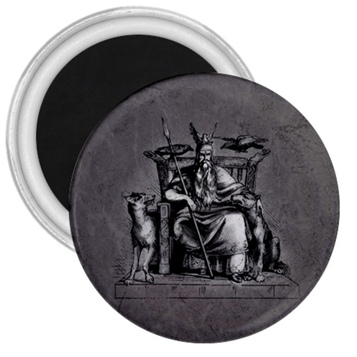 Odin on his Throne with ravens wolf on black stone texture 3  Magnets