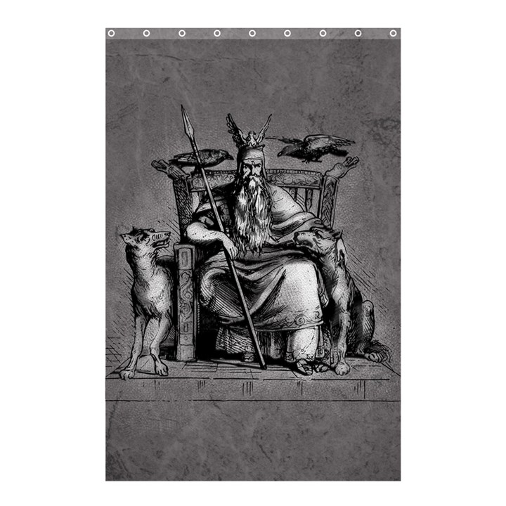 Odin on his Throne with ravens wolf on black stone texture Shower Curtain 48  x 72  (Small) 