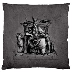 Odin On His Throne With Ravens Wolf On Black Stone Texture Standard Flano Cushion Case (two Sides) by snek