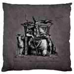 Odin on his Throne with ravens wolf on black stone texture Large Flano Cushion Case (Two Sides) Front