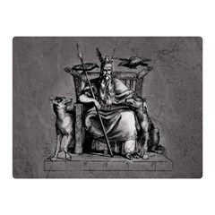 Odin On His Throne With Ravens Wolf On Black Stone Texture Double Sided Flano Blanket (mini)  by snek