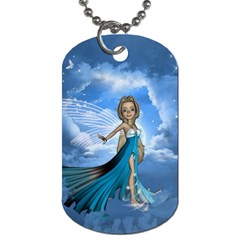 Cute Fairy In The Sky Dog Tag (one Side) by FantasyWorld7