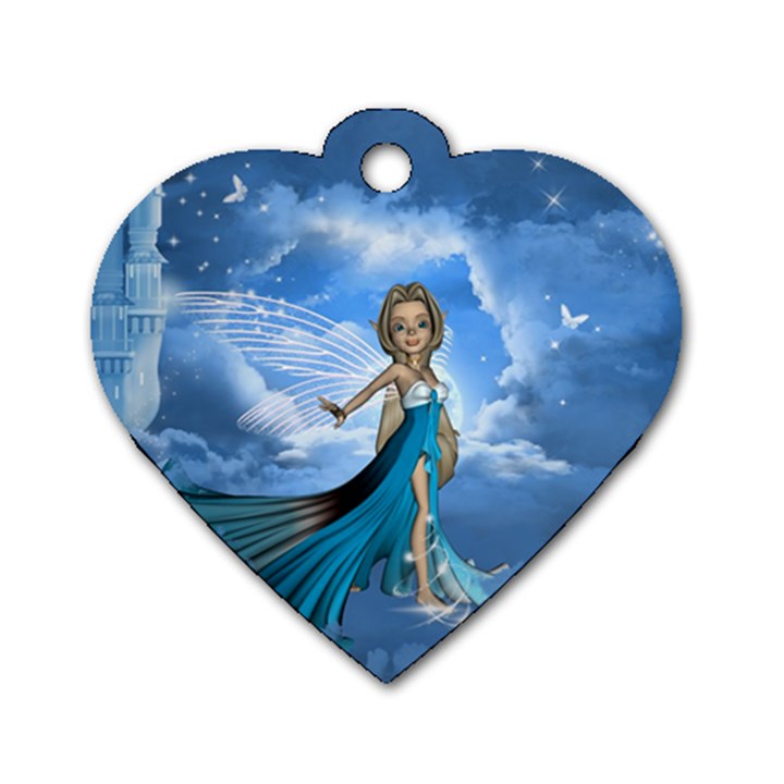 Cute Fairy In The Sky Dog Tag Heart (Two Sides)