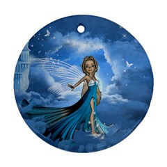 Cute Fairy In The Sky Ornament (round)