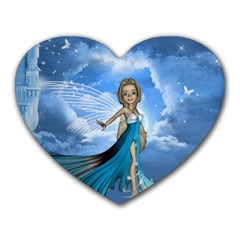 Cute Fairy In The Sky Heart Mousepads by FantasyWorld7