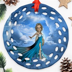 Cute Fairy In The Sky Round Filigree Ornament (two Sides) by FantasyWorld7