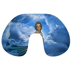 Cute Fairy In The Sky Travel Neck Pillows by FantasyWorld7