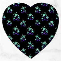 Dark Floral Drawing Print Pattern Jigsaw Puzzle (heart) by dflcprintsclothing