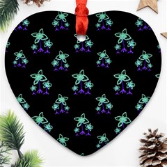 Dark Floral Drawing Print Pattern Heart Ornament (two Sides) by dflcprintsclothing