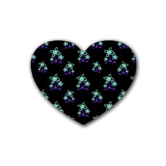 Dark Floral Drawing Print Pattern Heart Coaster (4 Pack)  by dflcprintsclothing