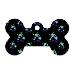 Dark Floral Drawing Print Pattern Dog Tag Bone (two Sides) by dflcprintsclothing