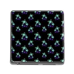 Dark Floral Drawing Print Pattern Memory Card Reader (square 5 Slot)