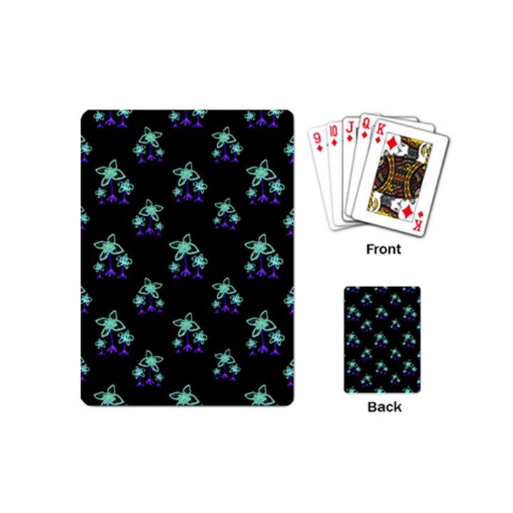 Dark Floral Drawing Print Pattern Playing Cards (Mini)