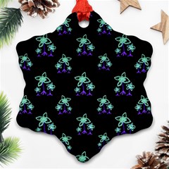 Dark Floral Drawing Print Pattern Ornament (snowflake) by dflcprintsclothing