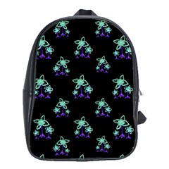 Dark Floral Drawing Print Pattern School Bag (xl) by dflcprintsclothing