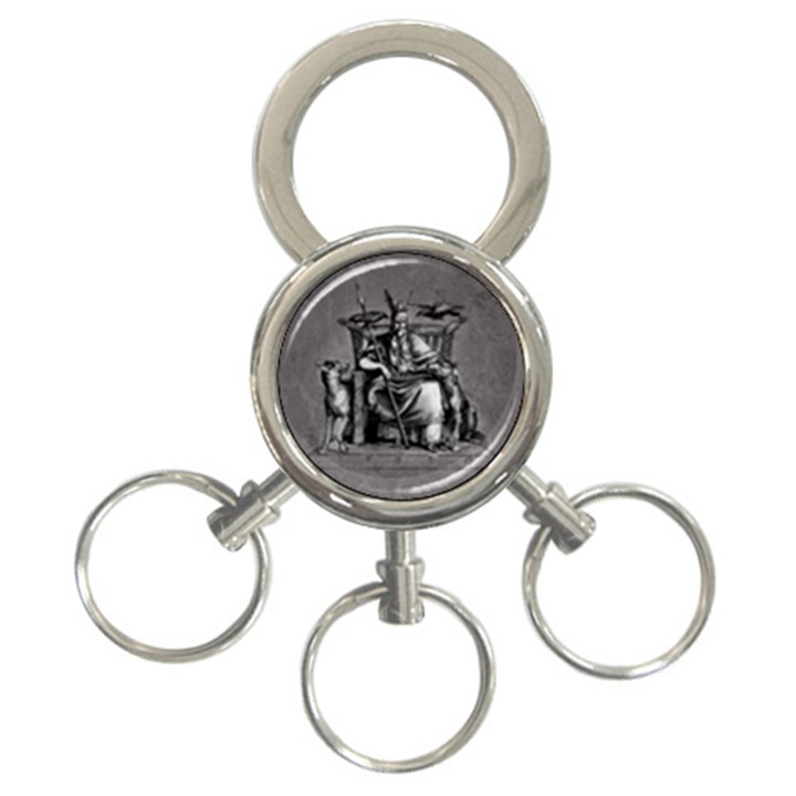 Odin on his Throne with ravens wolf on black stone texture 3-Ring Key Chains