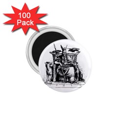 Odin On His Throne With Ravens Wolf On Black Stone Texture 1 75  Magnets (100 Pack)  by snek