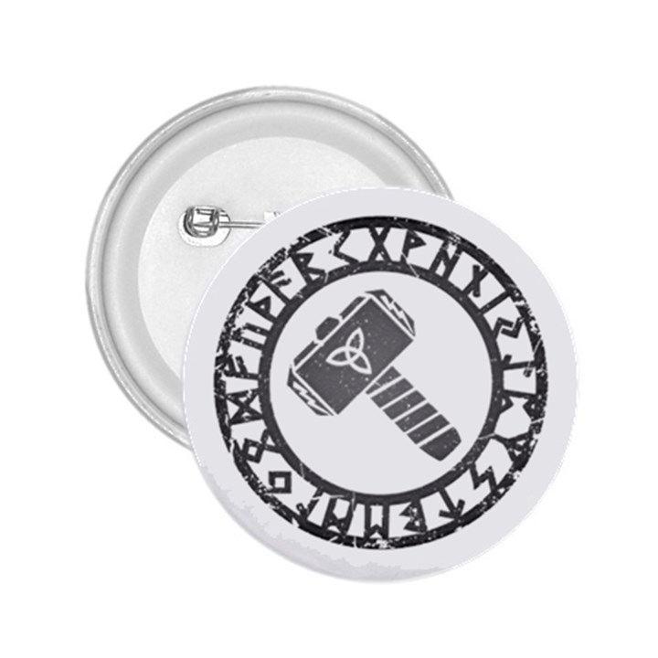 Thor Hammer with Runes Valhalla Tristella Viking Norse Mythology Mjolnir  2.25  Button