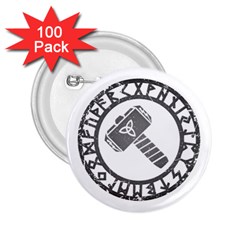 Thor Hammer With Runes Valhalla Tristella Viking Norse Mythology Mjolnir  2 25  Button (100 Pack) by snek