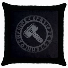 Thor Hammer With Runes Valhalla Tristella Viking Norse Mythology Mjolnir Throw Pillow Case (black) by snek