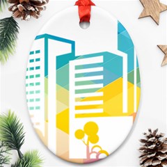 Silhouette Cityscape Building Icon Color City Ornament (oval) by Sudhe