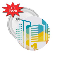 Silhouette Cityscape Building Icon Color City 2 25  Buttons (10 Pack)  by Sudhe