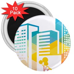 Silhouette Cityscape Building Icon Color City 3  Magnets (10 Pack)  by Sudhe