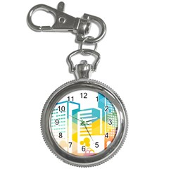 Silhouette Cityscape Building Icon Color City Key Chain Watches by Sudhe