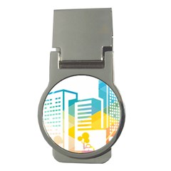 Silhouette Cityscape Building Icon Color City Money Clips (round)  by Sudhe