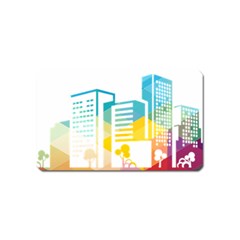 Silhouette Cityscape Building Icon Color City Magnet (name Card) by Sudhe