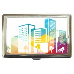 Silhouette Cityscape Building Icon Color City Cigarette Money Case Front