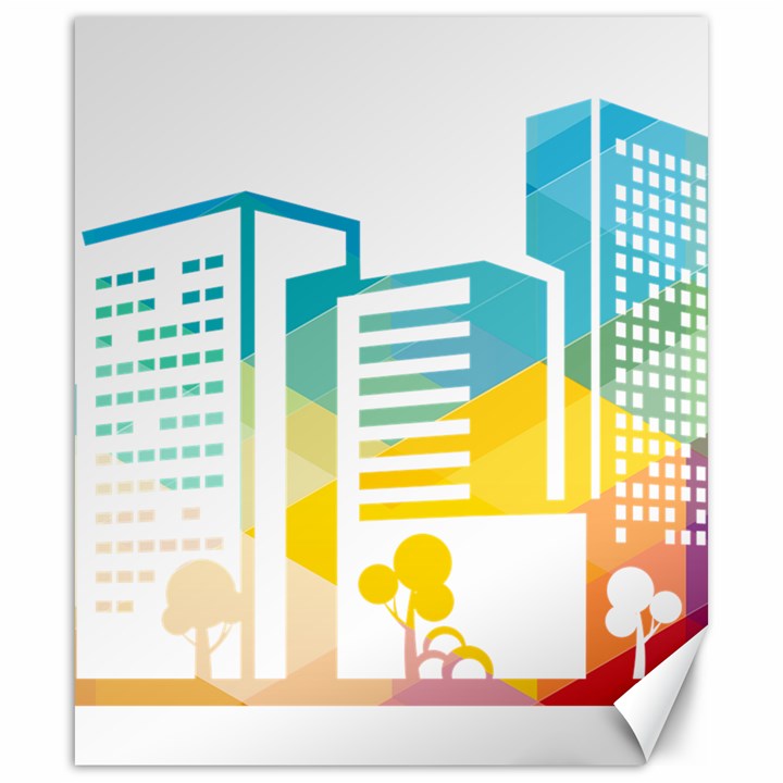 Silhouette Cityscape Building Icon Color City Canvas 20  x 24 