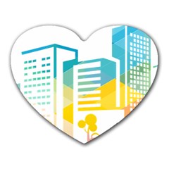 Silhouette Cityscape Building Icon Color City Heart Mousepads by Sudhe