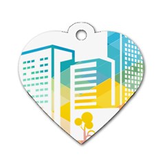 Silhouette Cityscape Building Icon Color City Dog Tag Heart (one Side) by Sudhe