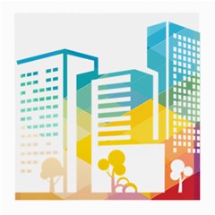 Silhouette Cityscape Building Icon Color City Medium Glasses Cloth (2-side) by Sudhe