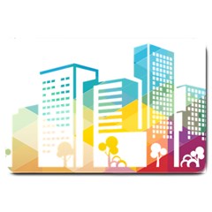 Silhouette Cityscape Building Icon Color City Large Doormat 