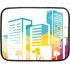 Silhouette Cityscape Building Icon Color City Fleece Blanket (mini) by Sudhe