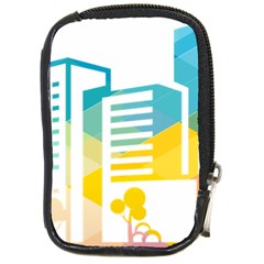 Silhouette Cityscape Building Icon Color City Compact Camera Leather Case by Sudhe