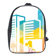 Silhouette Cityscape Building Icon Color City School Bag (large) by Sudhe