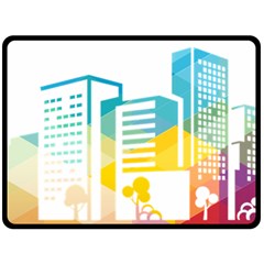 Silhouette Cityscape Building Icon Color City Fleece Blanket (large)  by Sudhe