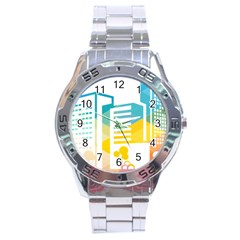 Silhouette Cityscape Building Icon Color City Stainless Steel Analogue Watch by Sudhe