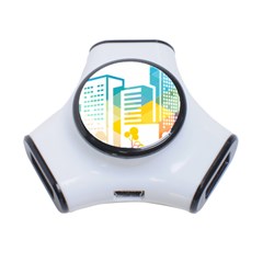 Silhouette Cityscape Building Icon Color City 3-port Usb Hub by Sudhe