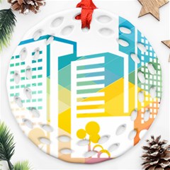 Silhouette Cityscape Building Icon Color City Ornament (round Filigree) by Sudhe