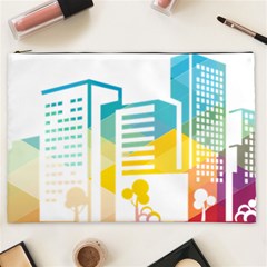 Silhouette Cityscape Building Icon Color City Cosmetic Bag (xxl) by Sudhe