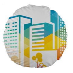 Silhouette Cityscape Building Icon Color City Large 18  Premium Round Cushions by Sudhe