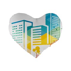 Silhouette Cityscape Building Icon Color City Standard 16  Premium Heart Shape Cushions by Sudhe